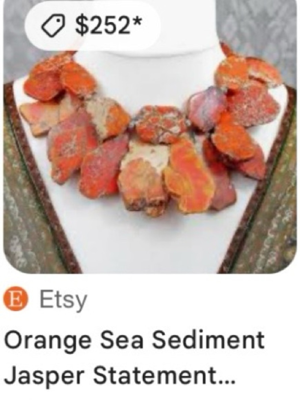 RED/ORANGE AND PINK SEA SEDIMENT  JASPER STATEMENT NECKLACE - Picture 5 of 12
